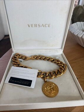 Versace Gold Medallion Chunky Chain Bracelet